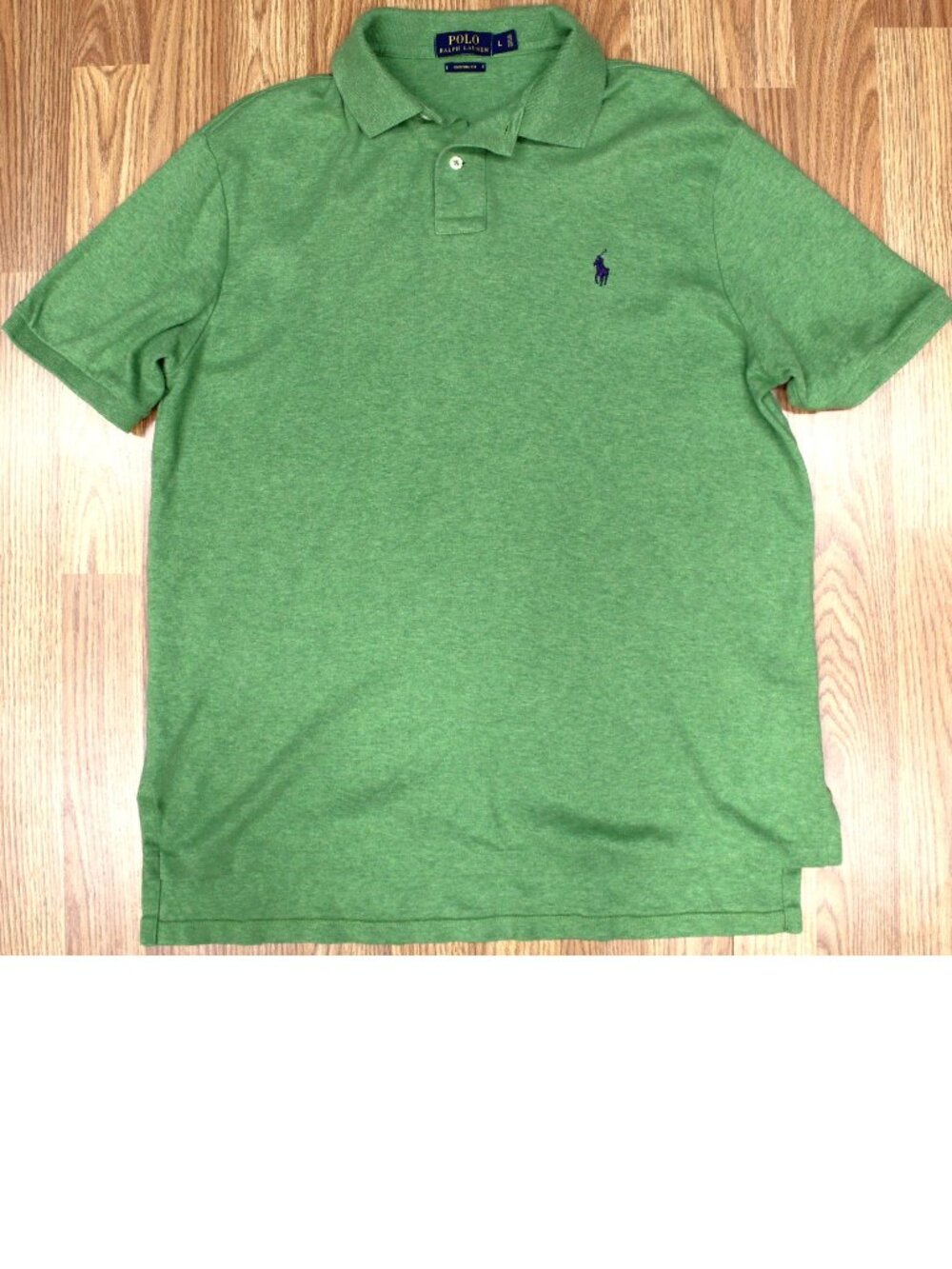 POLO RALPH LAUREN CUSTOM FIT 100% COTTON SMOOTH KNIT SHIRT GREEN LARGE, L